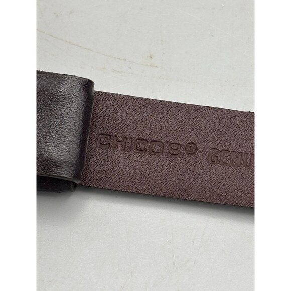 Chicos Black Leather Belt With Silver & Gold Decorative Buckle S/M - Picture 8 of 8